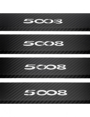 PEUGEOT 5008 MK2 Door sills kick plates   Stainless Steel 304 Mirror Carbon Look Finish