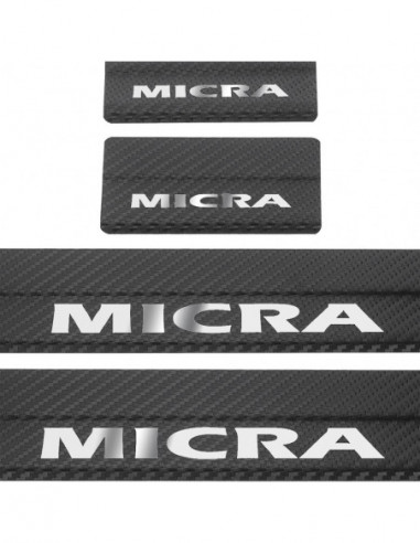 NISSAN MICRA K14 Door sills kick plates   Stainless Steel 304 Mirror Carbon Look Finish