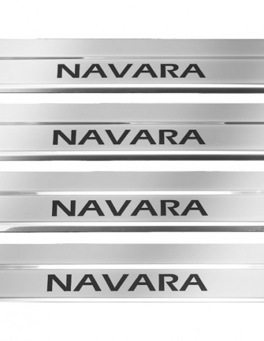 NISSAN NAVARA D23 Plaques de seuil de porte   Acier inoxydable 304 Finition miroir Inscriptions en noir