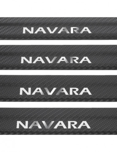 NISSAN NAVARA D23 Door sills kick plates   Stainless Steel 304 Mirror Carbon Look Finish