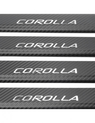 TOYOTA COROLLA E16 Door sills kick plates   Stainless Steel 304 Mirror Carbon Look Finish