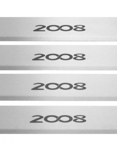 PEUGEOT 2008  Door sills kick plates  Facelift Stainless Steel 304 Mat Finish Black Inscriptions