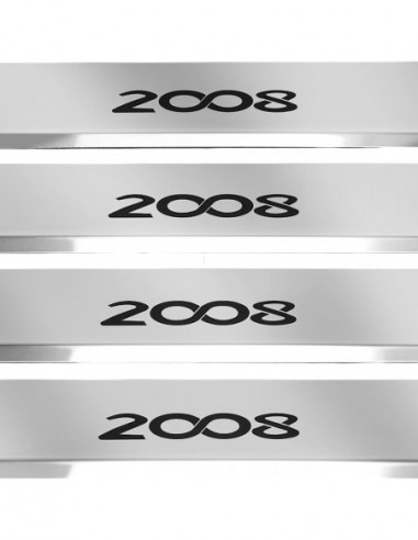 PEUGEOT 2008  Door sills kick plates  Facelift Stainless Steel 304 Mirror Finish Black Inscriptions