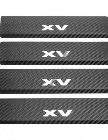 SUBARU XV MK2 Door sills kick plates   Stainless Steel 304 Mirror Carbon Look Finish
