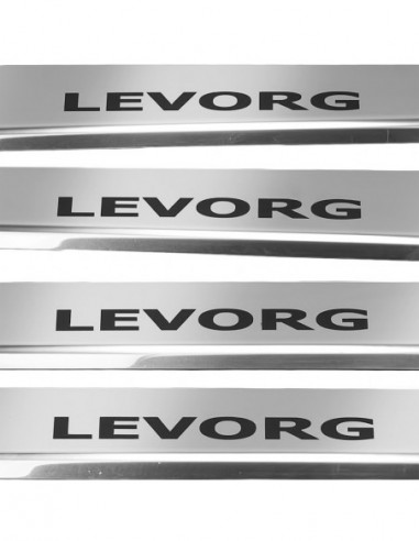 SUBARU LEVORG  Plaques de seuil de porte   Acier inoxydable 304 Finition miroir Inscriptions en noir