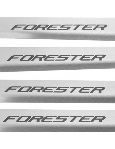 SUBARU FORESTER MK4 SJ Door sills kick plates   Stainless Steel 304 Mat Finish Black Inscriptions