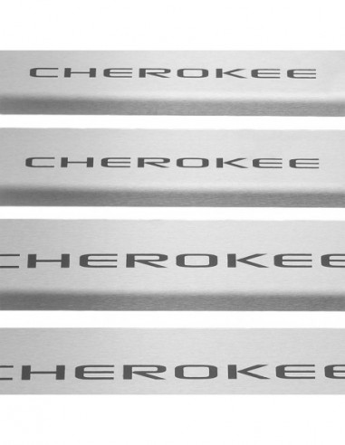 JEEP CHEROKEE MK5 KL Nakładki progowe na progi   Stal nierdzewna 304 mat z czarnymi literami