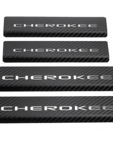 JEEP CHEROKEE MK5 KL Door sills kick plates   Stainless Steel 304 Mirror Carbon Look Finish