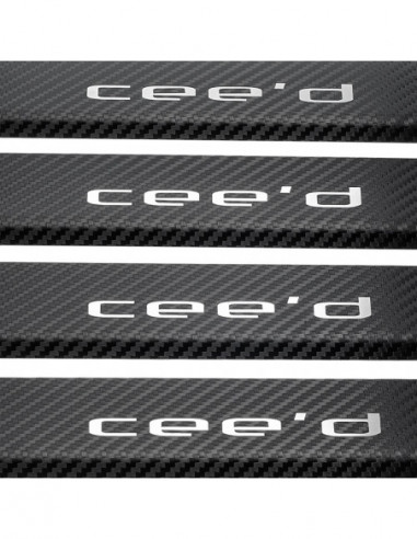 KIA CEE'D MK3 Door sills kick plates   Stainless Steel 304 Mirror Carbon Look Finish