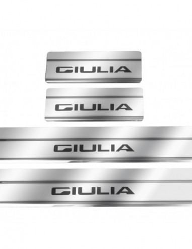ALFA ROMEO GIULIA  Door sills kick plates   Stainless Steel 304 Mirror Finish Black Inscriptions