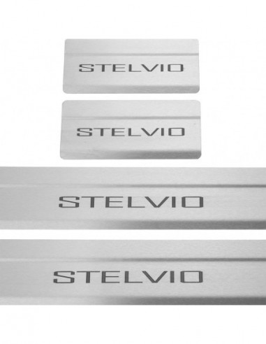ALFA ROMEO STELVIO  Door sills kick plates   Stainless Steel 304 Mat Finish Black Inscriptions