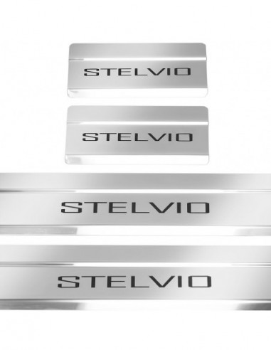 ALFA ROMEO STELVIO  Door sills kick plates   Stainless Steel 304 Mirror Finish Black Inscriptions