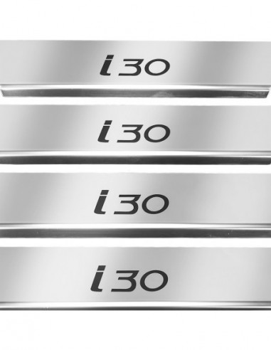 HYUNDAI I30 MK3 Plaques de seuil de porte   Acier inoxydable 304 Finition miroir Inscriptions en noir