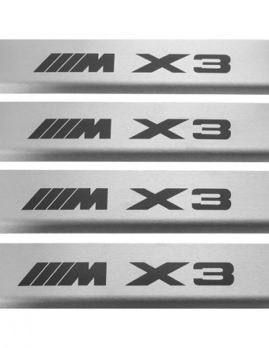 BMW X3 G01 Door sills kick plates X3 M TYPE1  Stainless Steel 304 Mat Finish Black Inscriptions
