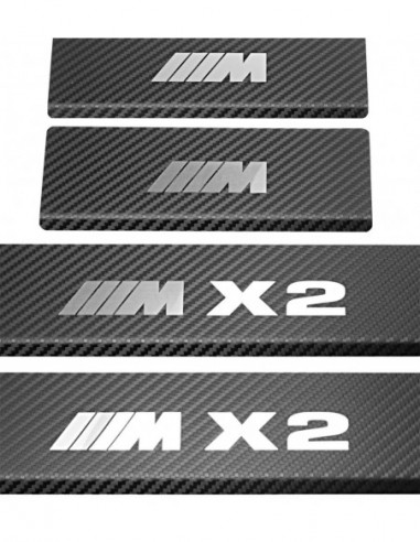 BMW X2 F39 Door sills kick plates X2 M TYPE1  Stainless Steel 304 Mirror Carbon Look Finish