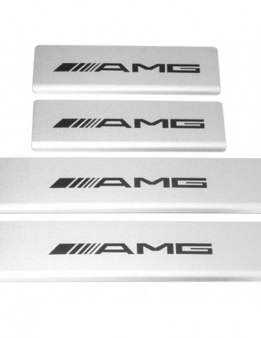 MERCEDES C W205 Door sills kick plates AMG  Stainless Steel 304 Mat Finish Black Inscriptions