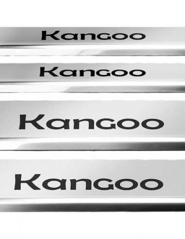 RENAULT KANGOO MK2 Battitacco sottoporta  Acciaio inox 304 finitura a specchio Iscrizioni nere