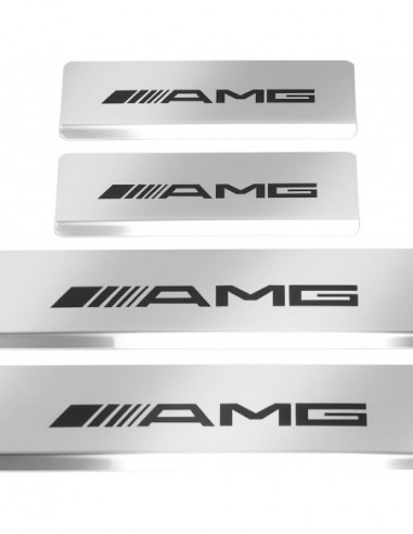 MERCEDES A W177 Door sills kick plates AMG  Stainless Steel 304 Mirror Finish Black Inscriptions