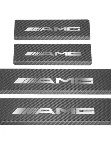 MERCEDES A W177 Door sills kick plates AMG  Stainless Steel 304 Mirror Carbon Look Finish