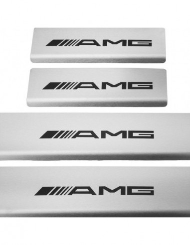 MERCEDES E W213 Plaques de seuil de porte AMG  Acier inoxydable 304 Inscriptions en noir mat