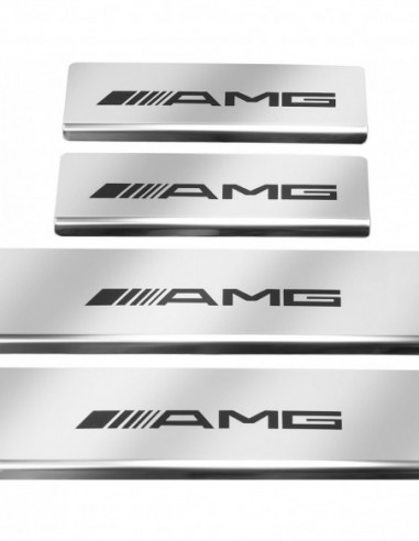 MERCEDES E W213 Door sills kick plates AMG  Stainless Steel 304 Mirror Finish Black Inscriptions