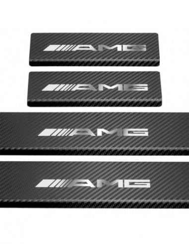 MERCEDES E W213 Door sills kick plates AMG  Stainless Steel 304 Mirror Carbon Look Finish