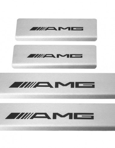 MERCEDES B W246 Door sills kick plates AMG  Stainless Steel 304 Mat Finish Black Inscriptions