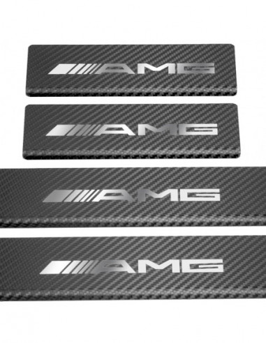 MERCEDES GLC X253 Door sills kick plates AMG  Stainless Steel 304 Mirror Carbon Look Finish