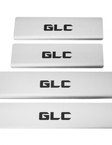 MERCEDES GLC X253 Nakładki progowe na progi   Stal nierdzewna 304 mat z czarnymi literami