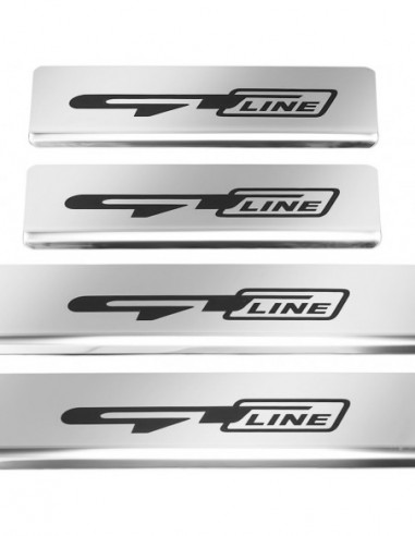 KIA PICANTO MK3 Plaques de seuil de porte GT LINE  Acier inoxydable 304 Finition miroir Inscriptions en noir