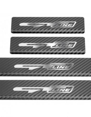 KIA PICANTO MK3 Door sills kick plates GT LINE  Stainless Steel 304 Mirror Carbon Look Finish