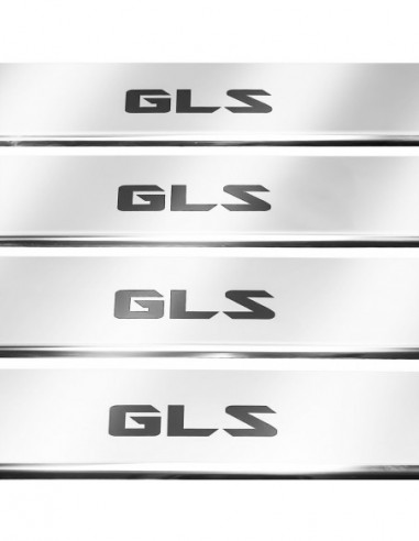 MERCEDES GLS X166 Door sills kick plates   Stainless Steel 304 Mirror Finish Black Inscriptions