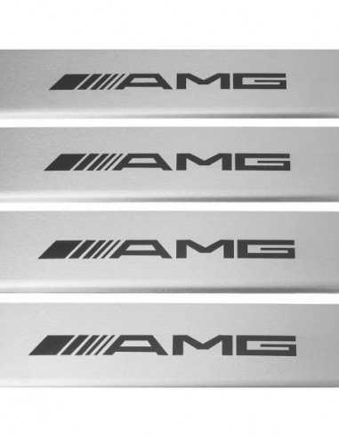 MERCEDES GLS X166 Door sills kick plates AMG  Stainless Steel 304 Mat Finish Black Inscriptions