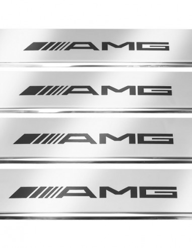 MERCEDES GLS X166 Door sills kick plates AMG  Stainless Steel 304 Mirror Finish Black Inscriptions