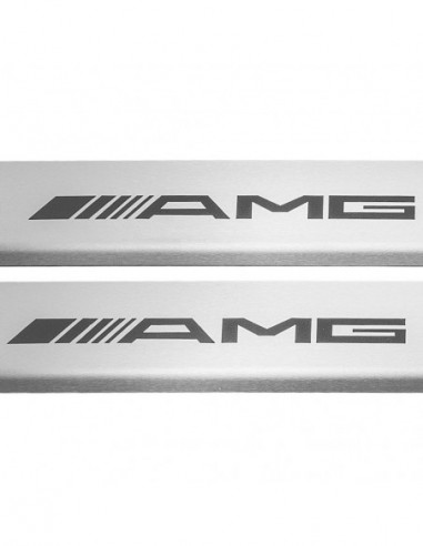 MERCEDES C COUPE C205 Door sills kick plates AMG  Stainless Steel 304 Mat Finish Black Inscriptions