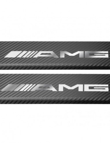 MERCEDES C COUPE C205 Door sills kick plates AMG  Stainless Steel 304 Mirror Carbon Look Finish