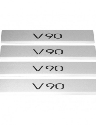 VOLVO V90 MK2 Plaques de seuil de porte   Acier inoxydable 304 Inscriptions en noir mat