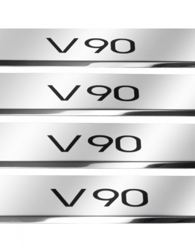 VOLVO V90 MK2 Door sills kick plates   Stainless Steel 304 Mirror Finish Black Inscriptions