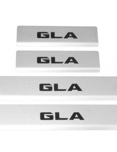 MERCEDES GLA X156 Door sills kick plates   Stainless Steel 304 Mat Finish Black Inscriptions