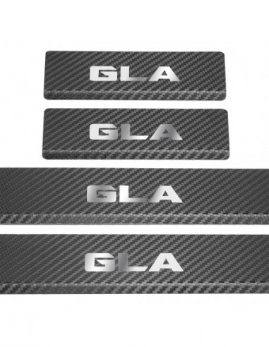 MERCEDES GLA X156 Door sills kick plates   Stainless Steel 304 Mirror Carbon Look Finish