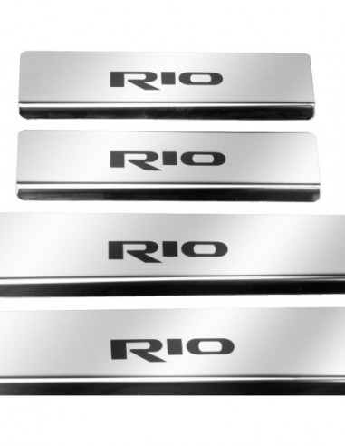KIA RIO MK4 Plaques de seuil de porte   Acier inoxydable 304 Finition miroir Inscriptions en noir