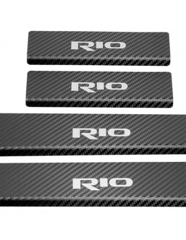 KIA RIO MK4 Door sills kick plates   Stainless Steel 304 Mirror Carbon Look Finish