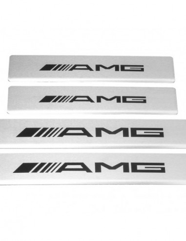 MERCEDES GLE W166 Door sills kick plates AMG  Stainless Steel 304 Mat Finish Black Inscriptions