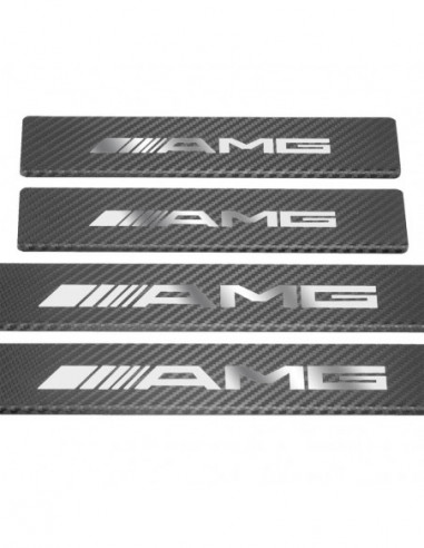 MERCEDES GLE W166 Door sills kick plates AMG  Stainless Steel 304 Mirror Carbon Look Finish