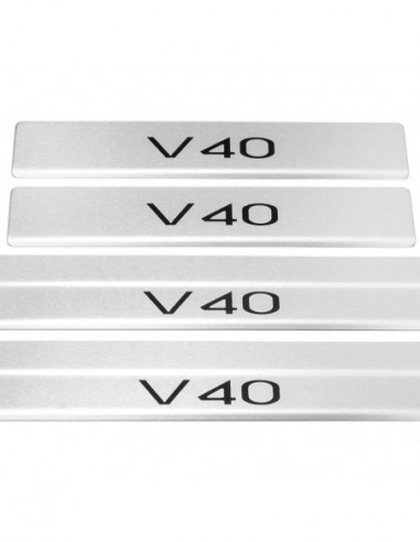 VOLVO V40 MK2 Plaques de seuil de porte   Acier inoxydable 304 Inscriptions en noir mat