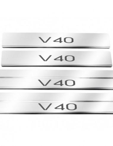 VOLVO V40 MK2 Door sills kick plates   Stainless Steel 304 Mirror Finish Black Inscriptions