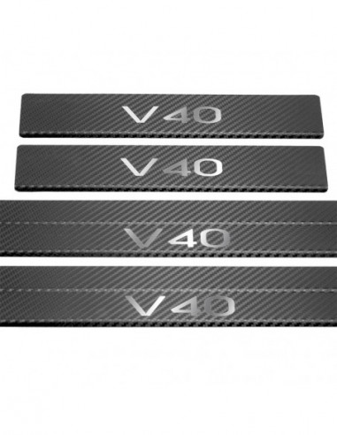 VOLVO V40 MK2 Door sills kick plates   Stainless Steel 304 Mirror Carbon Look Finish