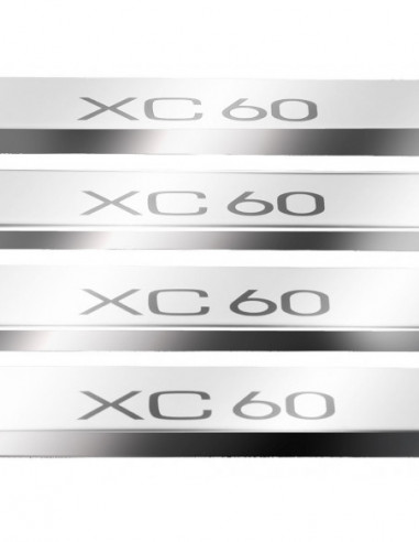 VOLVO XC60 MK2 Nakładki progowe na progi   Stal nierdzewna 304 połysk z czarnymi literami