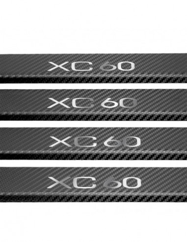 VOLVO XC60 MK2 Nakładki progowe na progi   Stal nierdzewna 304 połysk z wyglądem carbon połysk