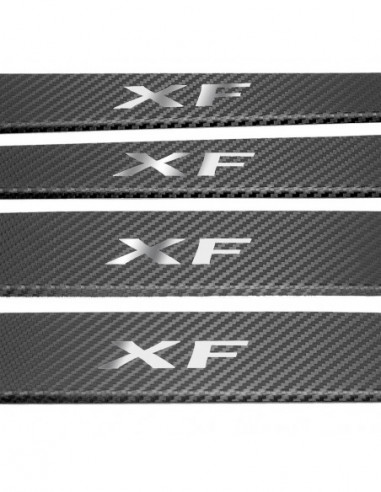 JAGUAR XF MK2 Door sills kick plates   Stainless Steel 304 Mirror Carbon Look Finish